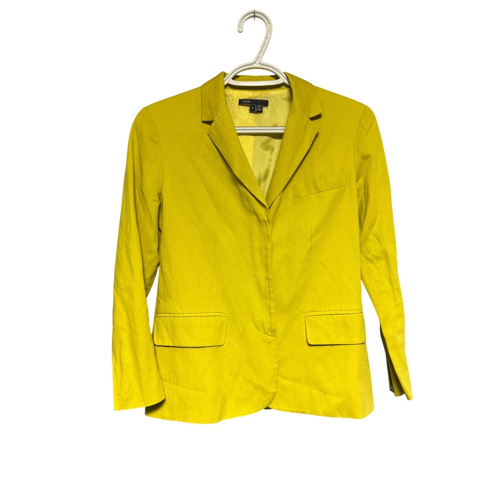 Vince Citron Yellow Cotton Wool Blend Blazer Jacket Women's Size 2 Chic Office